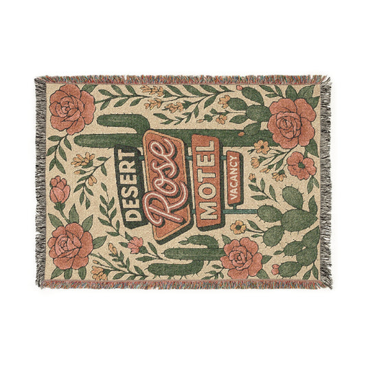 Desert Rose Motel Woven Blanket – Southwestern Floral Throw