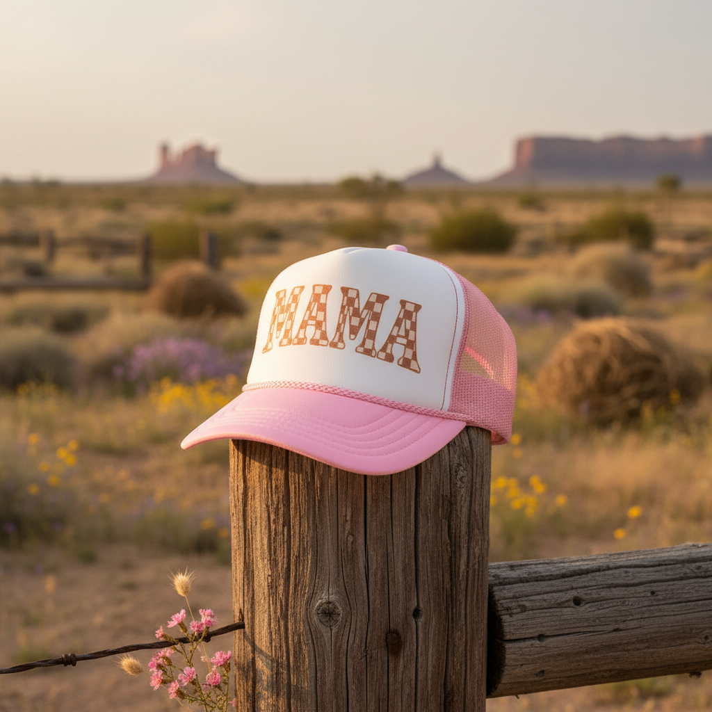 Mama Trucker Hat in Western Setting